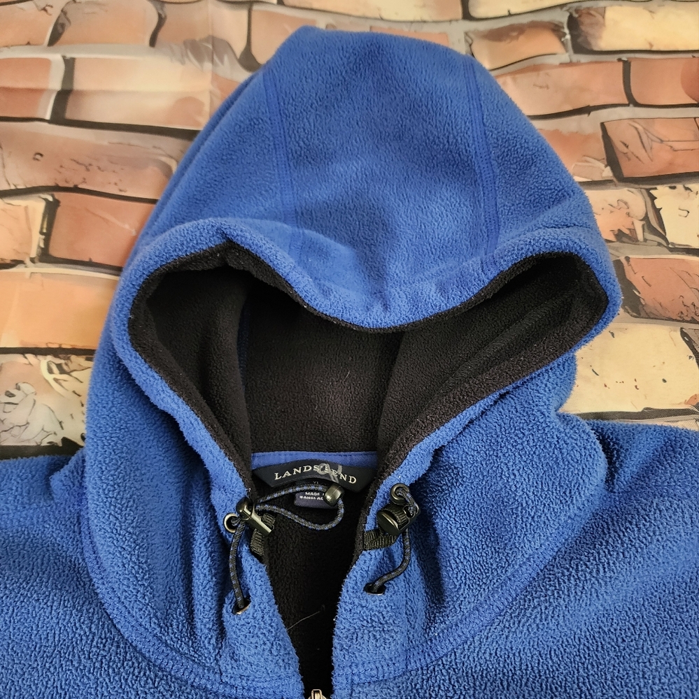 Land's End Hooded Fleece Coat Jacket Plus Women's XL 18-20 Blue Black - Picture 8 of 14